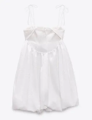 dress mini crochet balloon embroidered white boho vacation casual summer thumbnail 8