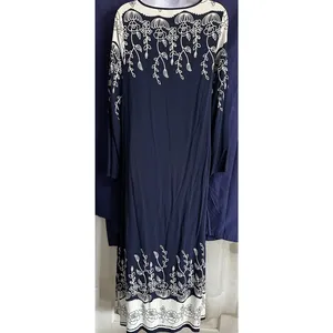 Emery Rose Navy Blue Boho Floral Maxi Dress - Size L thumbnail 3