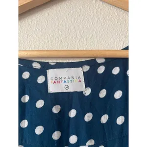 Compania Fantastica Spanish Navy White Polka Dot Indie Mini Dress Size Medium thumbnail 7