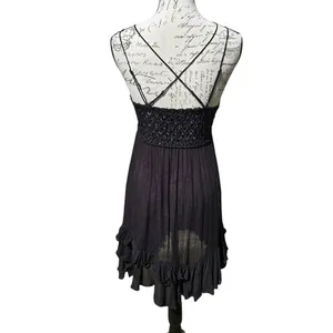 Free People -1211 Women's One Adella‎ Slip Lace Dress in Black Size Small thumbnail 6