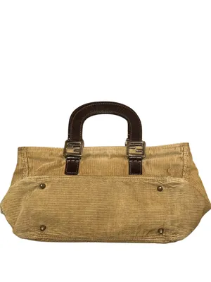 FENDI Corduroy Tote Bag with Dark Brown Leather Handles Vintage thumbnail 15