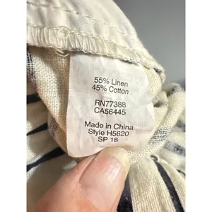 J Crew Women's Size Medium Linen Blend‎ Shorts Black White Stripe thumbnail 3
