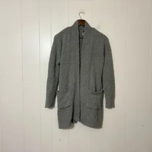 SKIMS Cozy Knit Bouclé Robe Cardigan Smoke Gray Belted Lounge Sweater XXS/XS thumbnail 2
