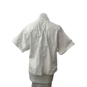 Zara Women's White Beige Striped Short Sleeve Pocket Button Down Shirt Top Sz XS thumbnail 5