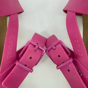 Crocs Tulum Toe Post Sandal Flip Flop Fuchsia Pink Tan Women 7 Buckle Straps thumbnail 8