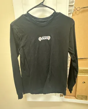 Vans Floral Checkerboard Long Sleeve T-Shirt Black Size XS thumbnail 1