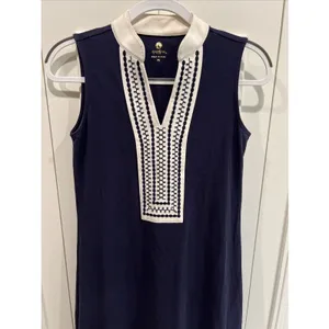 Spartina 449 Navy Blue & White Embroidered Dress Nautical Resort Preppy thumbnail 2