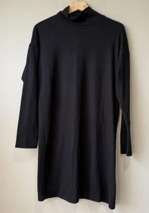 Uniqlo Black‎ Long Sleeve Rib Knit Sweater Dress Turtleneck Womens Size Small thumbnail 1