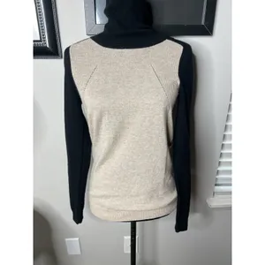 Vince Cashmere Sweater Women's XS COLORBLOCK black/beige Turtleneck Long‎ Sleeve thumbnail 8
