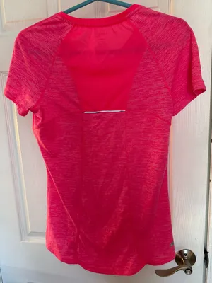 Danskin Hot Pink Short Sleeve V-Neck Performance Tee thumbnail 3