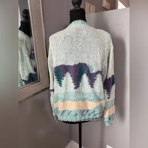 VTG Heirlooms Hand Knit Wool Blend Cottagecore Grannycore Cardigan Large. thumbnail 5