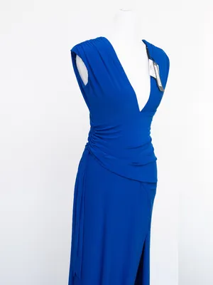 Betsy & Adam - Draped V-Neck Side Slit Gown‎ thumbnail 8