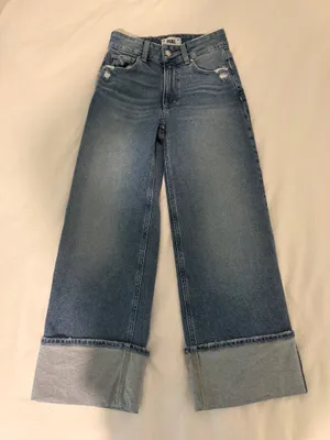 PAIGE Wide Leg Cuffed Jeans thumbnail 1