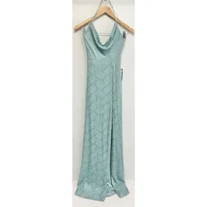 B Darlin Gown Size Small Green Mint Open‎ Back Side Slit Spaghetti Strap thumbnail 2