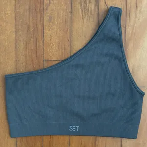 Setactive Set Active Size M L One Shoulder Ribbed Bralette Elegant Grey thumbnail 2