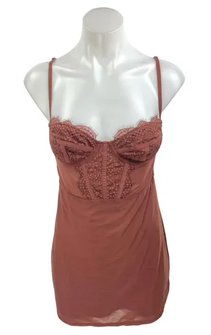 Urban Outfitters Brown Sleeveless Lace Corset Bustier Mini Slip Dress Size S thumbnail 1