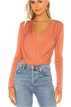 Free People Turnt Surplice Bodysuit | Copper thumbnail 1