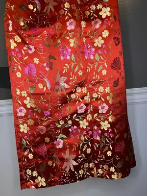Lulus Dress Womens Medium Red Floral Jacquard Strapless Sheath Maxi Side Slit thumbnail 9