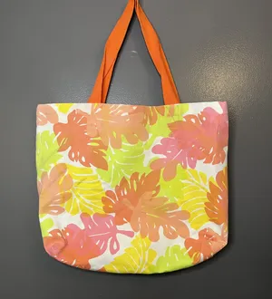 La Blanca Tote Bag Womens One Size Orange Pink Yellow Tropical Leaf Beach Purse thumbnail 2