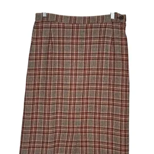 1970s Pendleton Virgin Wool Plaid Skirt USA Midi 27” Brown Red Medium thumbnail 4