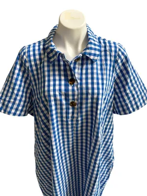 Crown & Ivy Short Sleeve Swing Shirt Dress Blue/White XXL NWT thumbnail 7