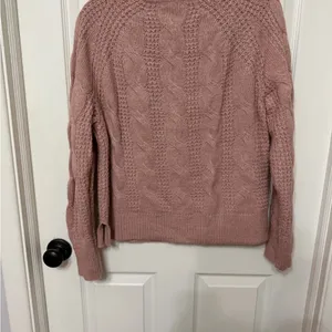 J. CREW mock neck cable knit sweater size medium pink alpaca blend‎ thumbnail 5