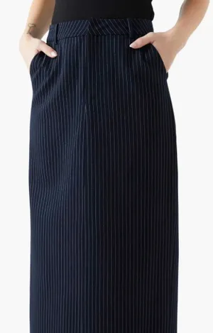 Pinstripe Maxi Dark Navy Skirt thumbnail 4