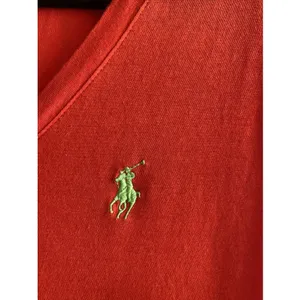 Ralph Lauren V-Neck Tee Womens Size L Orange Pony Logo Cotton Lyocell Shirt thumbnail 3