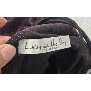 Lulus Take Me Anywhere Purple black glitter Mini Dress Medium Open Back Strappy thumbnail 9