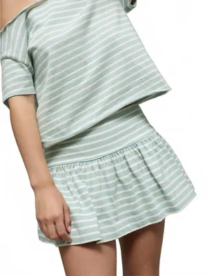 AE Striped Knit Mini Skort American Eagle NWT Gray Snow Green Size Small thumbnail 3