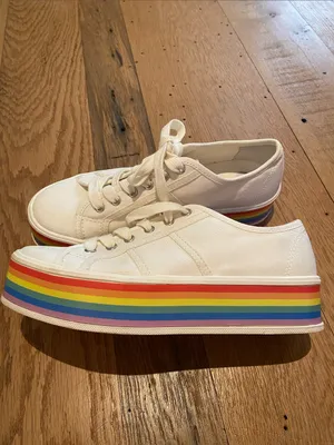 Gianni Bini Rainbow Canvas On Beat Platform Canvas Sneakers Lace Up Size 6 thumbnail 10