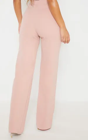 Pretty Little Thing Dusty Pink Wide Leg High Waste Trousers thumbnail 2