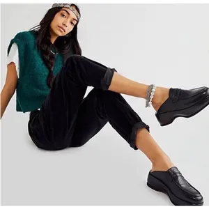 Free People Winston Women's Black Platform Loafer Mules Sz EU 39 USA 8.5 thumbnail 2