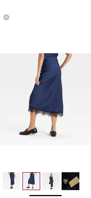Target Navy slip midi with black lace detail! never worn thumbnail 2