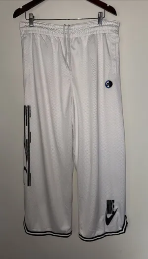 Womens L Nike Sportswear Basketball Jersey Pants Mesh White‎ Skater Y2K Wide Leg thumbnail 1