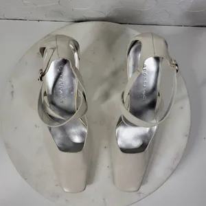 Apostrophe Cate Heels Womens 7.5 White Leather Square Toe Bridal‎ Wedding Party thumbnail 6