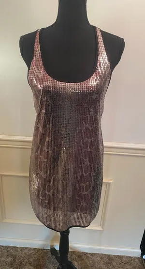 Y2K Night Out Urban Vibe Metallic Sequin Mesh Layer Animal Print Mini Dress thumbnail 1
