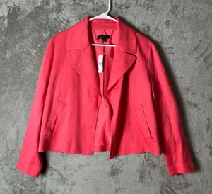 Ann Taylor Coral Pink Lyocell Linen Jacket Modern‎ Minimalist Chic Medium New thumbnail 1