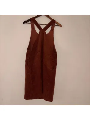 Cozy Co. Rust Corduroy Zip-Front Overall Dress Size Large thumbnail 3