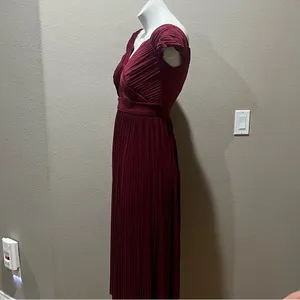 Asos design fuller bust lace and pleat bardot burgundy dress size 4 nwt thumbnail 10