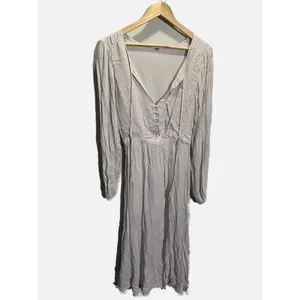 Free People Maxi Dress Endless Summer Grey Long Sleeve Boho Peasant Slit‎ V-Neck thumbnail 2