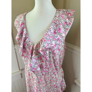 ELOQUII Floral Ruffle High-Low Maxi Dress Pink White Black Size 14 thumbnail 9