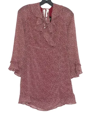 NWT Lulus Dress Floral Cottage Dark Academia Boho Retro Prairie Burgundy Size XS thumbnail 1