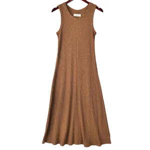 Everlane Dress Womens Medium Sleeveless Organic Cotton Ribbed Knit Stretch Brown thumbnail 5