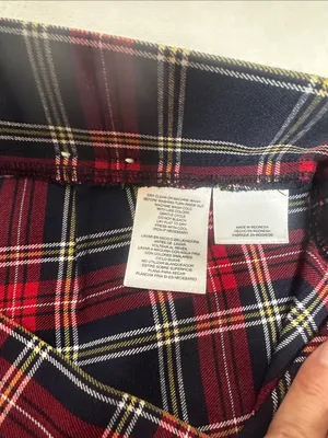 Anne Klein Red and Navy Plaid pull on pants Stretchy thumbnail 5