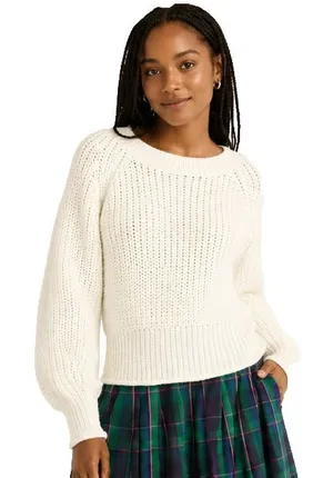 Free Assembly Womens Sweater Size S Cream 100 Shaker Knit Raglan Sleeve Pullover thumbnail 1