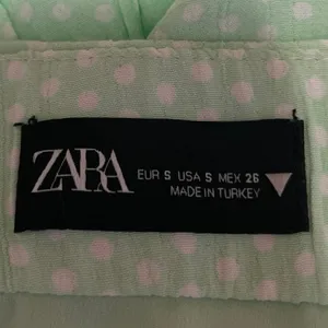 Zara Women Green Polka Dot Ruffle Hem Zipper Casual A-line Mini Skirt Skort Sz S thumbnail 4