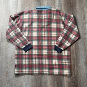 Vintage Drummer Boy Plaid Rugby Shirt with Denim-Style Collar M/L thumbnail 3