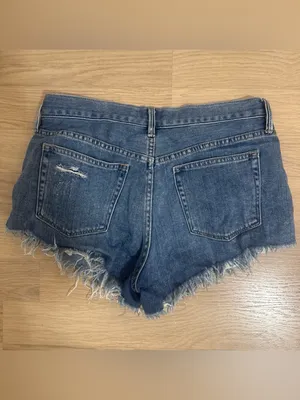 Free People Distressed Dark Blue Denim Cutoff Shorts thumbnail 2