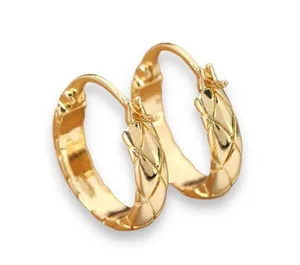 Polished Metal Texture Gold Hoop Earrings for Women thumbnail 1
